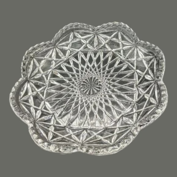 Avon Covered Butter Cheese Dish Small Round Clear Cut Glass Plate and Dome 6x5 - Picture 5 of 9